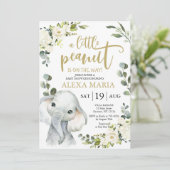 Elephant Greenery Peanut Baby shower Invite (Staand voorkant)