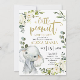 Elephant Greenery Peanut Baby shower Invite
