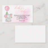 Elephant Greenery Pink Ballonboeken voor baby Girl Informatiekaartje (Voorkant / Achterkant)