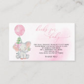 Elephant Greenery Pink Ballonboeken voor baby Girl Informatiekaartje (Voorkant)