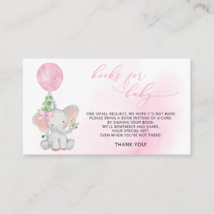 Elephant Greenery Pink Ballonboeken voor baby Girl Informatiekaartje