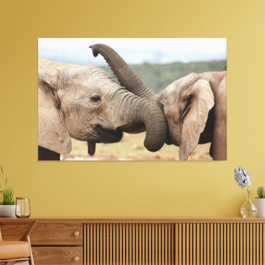 Elephant greeting Canvas omgeven Afdruk (Insitu (Woonkamer))