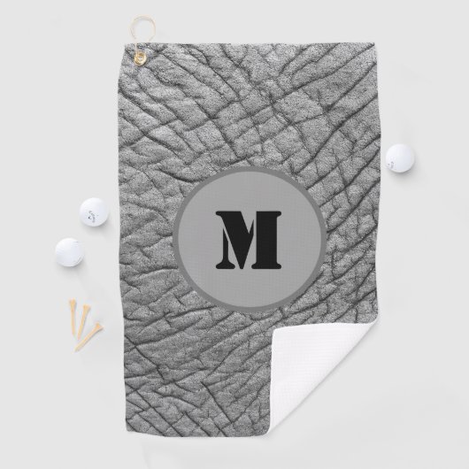 Elephant grijs huidpatroon monogram aanpasbaar golfhanddoek (Insitu)