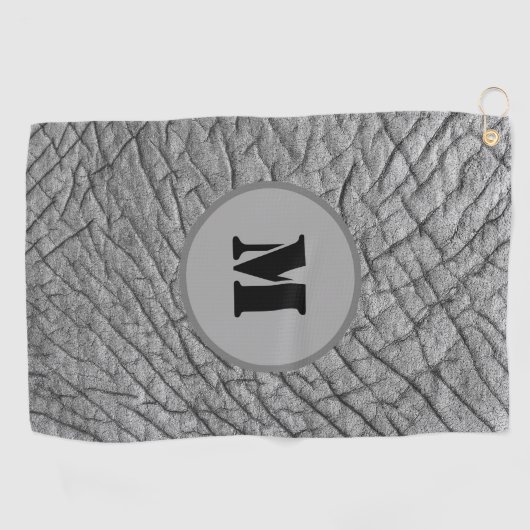 Elephant grijs huidpatroon monogram aanpasbaar golfhanddoek (Horizontaal)