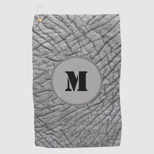 Elephant grijs huidpatroon monogram aanpasbaar golfhanddoek (Voorkant)