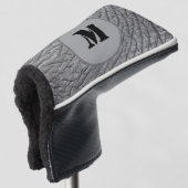 Elephant grijs huidpatroon monogram aanpasbaar golfheadcover (3/4 voorkant)