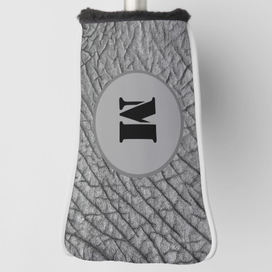 Elephant grijs huidpatroon monogram aanpasbaar golfheadcover (Draai 90)