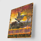 Elephant Guardian "Bonds that Stropdas" Vierkante Klok (Hoek)