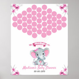 Elephant Guest Book Page Alternative Rustic Pink Poster