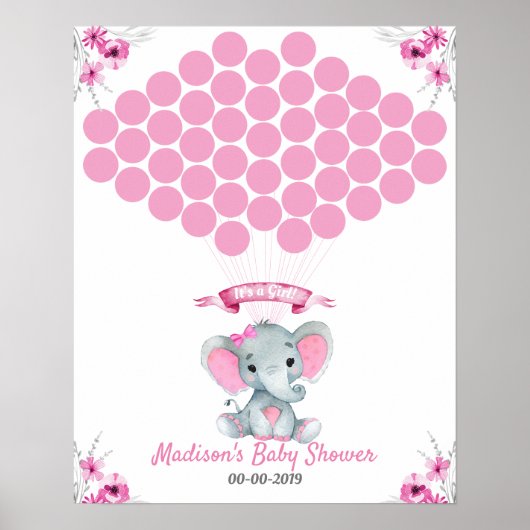 Elephant Guest Book Page Alternative Rustic Pink Poster (Voorkant)