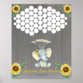 Elephant Guest Book Page Alternative Rustic Yellow Poster (Voorkant)