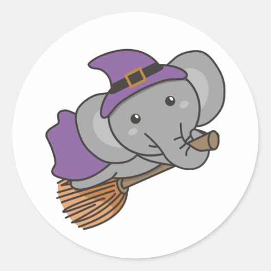 Elephant Halloween Witch Kinderen Witches Costume  Ronde Sticker (Voorkant)