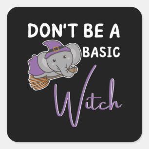 Elephant Halloween Witch mag geen gewone heks zijn Vierkante Sticker
