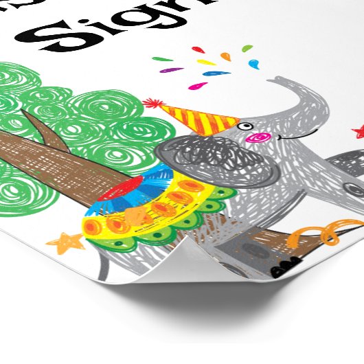 Elephant Hand tekent Aangepast teken Poster (Hoek)
