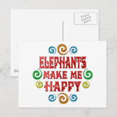 Elephant Happiness Briefkaart (Voorkant / Achterkant)