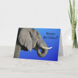 Elephant Happy Birthday Funny Age Blauw en Grijs Kaart