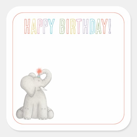 Elephant Happy Birthday Gift Label Wenskaart (Voorkant)