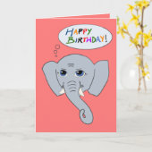 Elephant Happy Birthday-kaart (roze) Kaart (Gele Bloem)