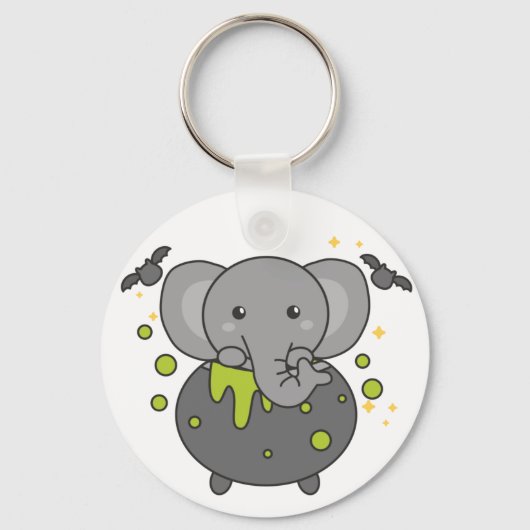 Elephant Happy Halloween Cauldron Bat Sleutelhange Sleutelhanger (Voorkant)