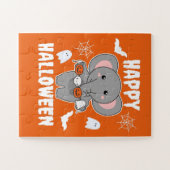 Elephant Happy Halloween Pumpkin Bat Costume Legpuzzel (Horizontaal)