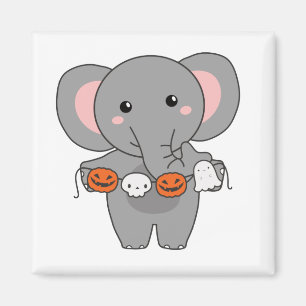 Elephant Happy Halloween Pumpkin Bat Costume Magneet