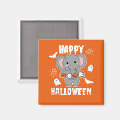 Elephant Happy Halloween Pumpkin Bat Costume Magneet (Voorkant / Achterkant)