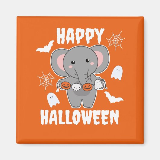 Elephant Happy Halloween Pumpkin Bat Costume Magneet (Voorkant)