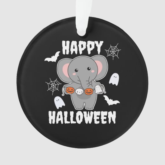 Elephant Happy Halloween Pumpkin Bat Costume Ornament (voorkant)