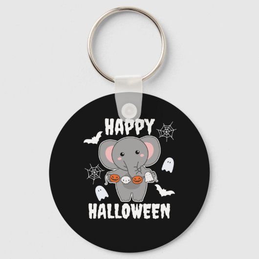 Elephant Happy Halloween Pumpkin Bat Costume Sleutelhanger (Voorkant)