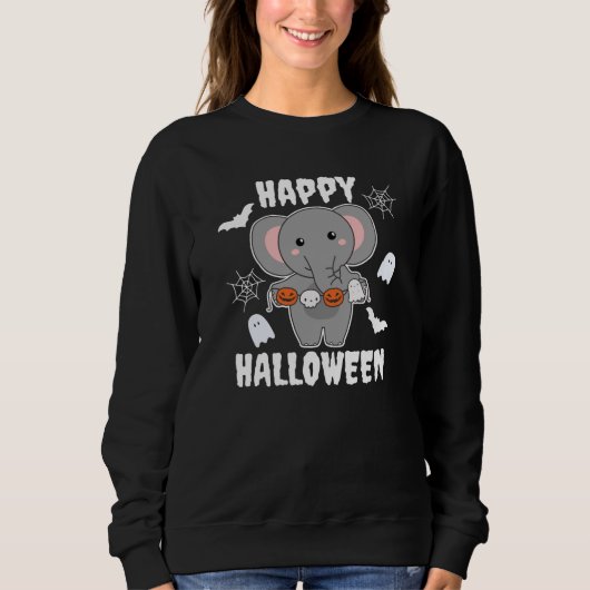 Elephant Happy Halloween Pumpkin Bat Costume Trui (Voorkant)