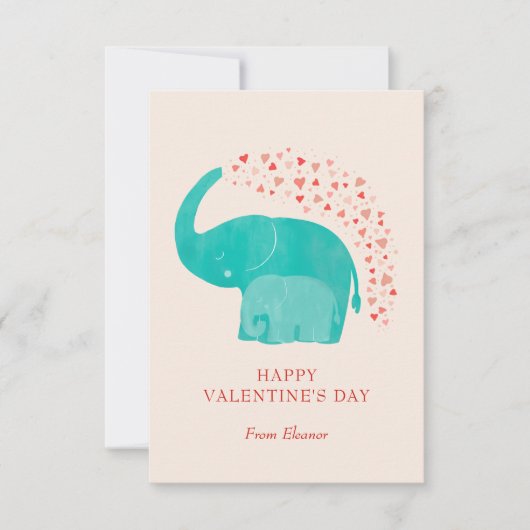 Elephant Happy Valentine's Day Kid Photo Notitiekaartje (Voorkant)