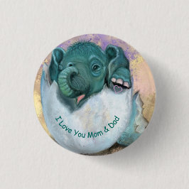 Elephant Hatching Button - Ik hou van je MOM en DA