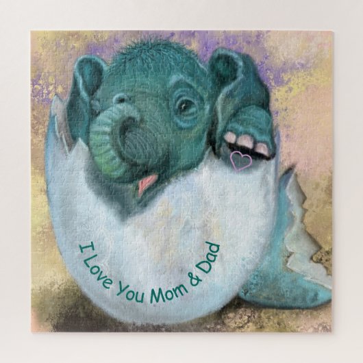 Elephant Hatching from Egg - I love you MOM & DAD Legpuzzel (Verticaal)