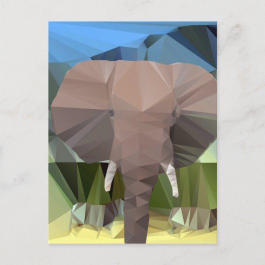 Elephant Head African Theme Low Poly Briefkaart (Voorkant)