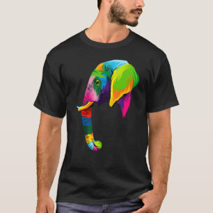Elephant Head Colorful Art Animals Waterverf Pijn T-shirt