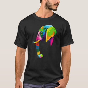 Elephant Head Colorful Art Animals Waterverf Pijn T-shirt