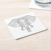 Elephant Head Doodle 2 Kartonnen Onderzetters (Schuin)