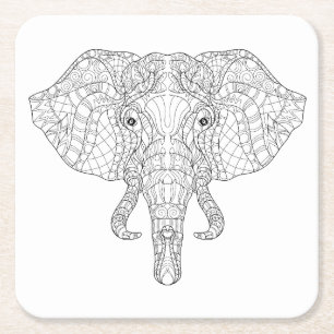 Elephant Head Doodle 2 Kartonnen Onderzetters
