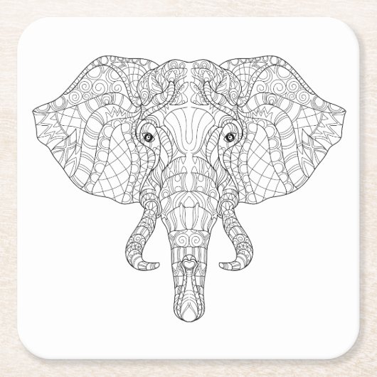 Elephant Head Doodle 2 Kartonnen Onderzetters (Voorkant)