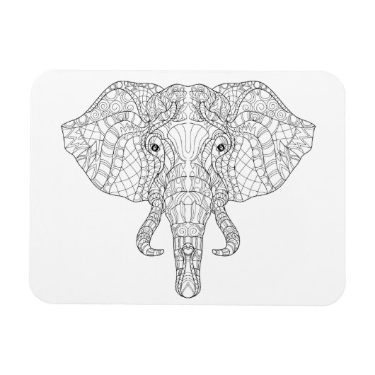 Elephant Head Doodle 2 Magneet (Horizontaal)