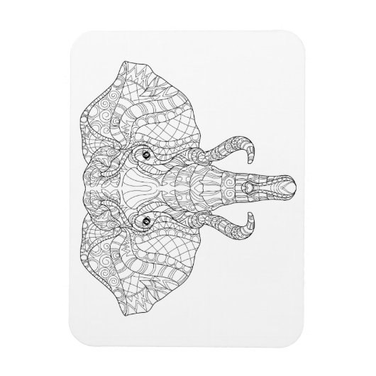 Elephant Head Doodle 2 Magneet (Verticaal)