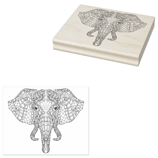 Elephant Head Doodle 2 Rubberstempel (Gestempeld)