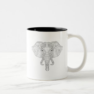 Elephant Head Doodle 2 Tweekleurige Koffiemok