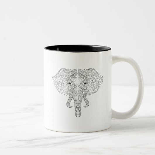 Elephant Head Doodle 2 Tweekleurige Koffiemok (Rechts)