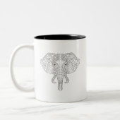 Elephant Head Doodle 2 Tweekleurige Koffiemok (Links)