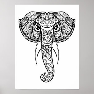 Elephant Head Doodle 3 Poster