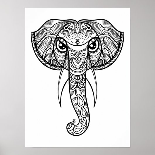 Elephant Head Doodle 3 Poster (Voorkant)