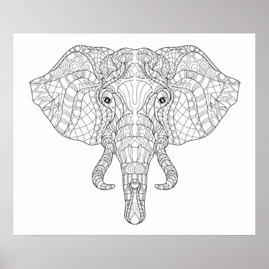 Elephant Head Doodle 4 Poster (Voorkant)