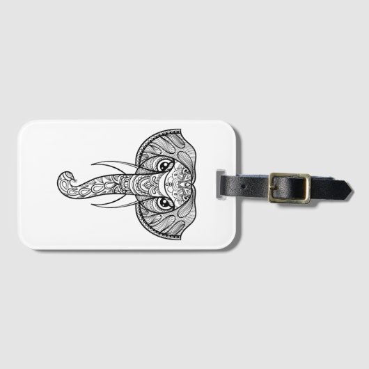 Elephant Head Doodle Bagagelabel (Voorkant (horizontaal))