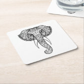 Elephant Head Doodle Kartonnen Onderzetters (Schuin)